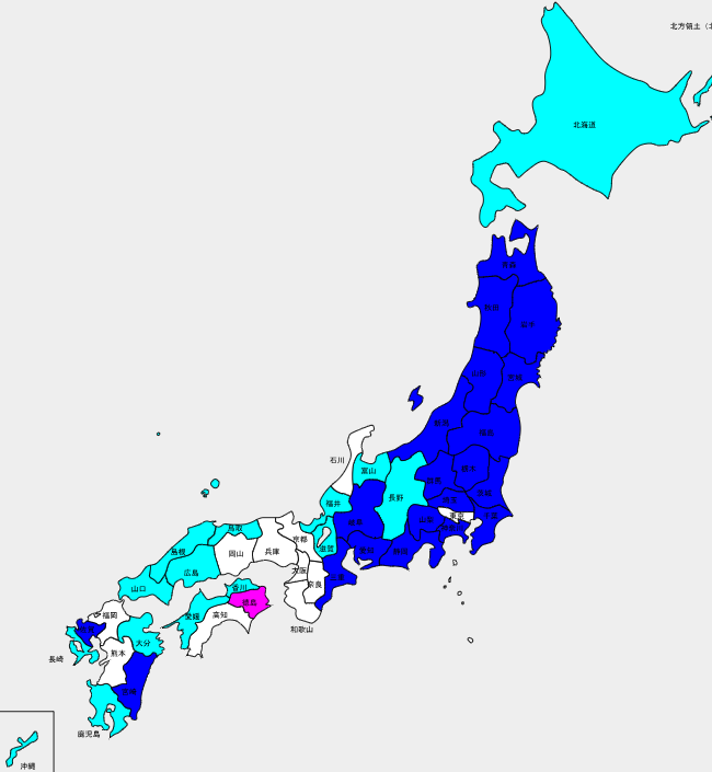 日本全土における2036年の病院薬剤師偏在図